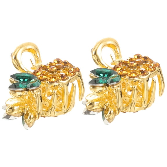 FELTECHELECTR 2Pcs Alloy Small Hair Barrettes for Girl Pineapple Claw Hair Clip Festival
