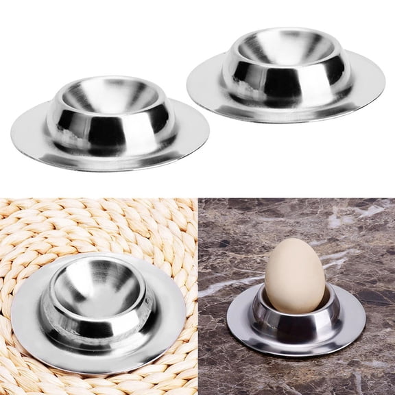 FELTECHELECTR 2Pcs Eggs Holder Boiled Egg Stand Stainless Steel for Breakfast Use Guests Silver