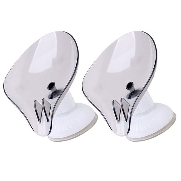 FELTECHELECTR Soap Holder Grey Leaf Shape 2Pcs 5.11X3.93X3.54in