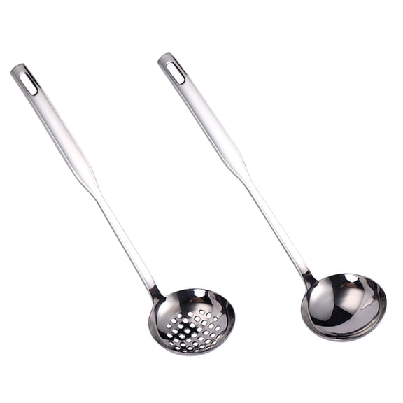 FELTECHELECTR 2- Stainless Steel Soup Spoons with Hanging Hole Handles for Convenient Storage and Daily Use