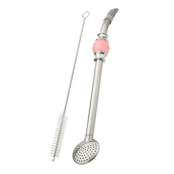 FELTECHELECTR 2Pcs Pink Bombilla Straw 11.8x1.2x0.8in Stainless Steel for Mate and Tea