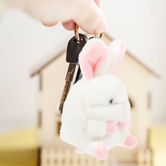 FELTECHELECTR 2Pcs Plush Bunny Keychain Stuffed Rabbit Keyring For Children As Bag Charms
