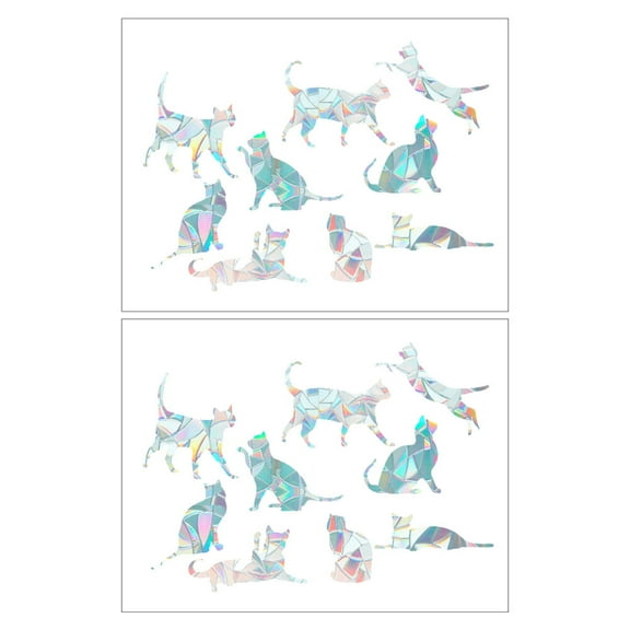 FELTECHELECTR 2Pcs Prism Stickers Multi Color PVC Cat Shape for Kitchen Wall and Window Dressing All Ages Decorative Decals