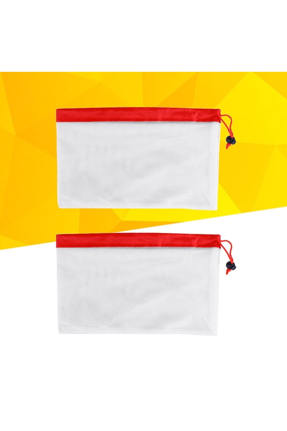 2Pcs Red Mesh Pouch for Fruit and Vegetable Storage Reusable and Washable 8Inch