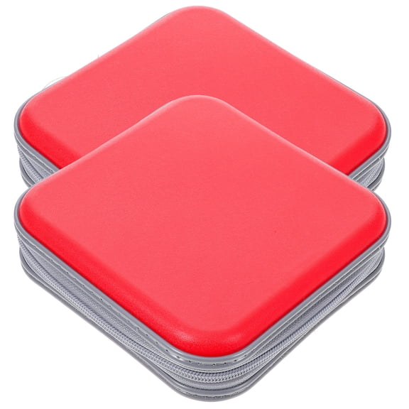FELTECHELECTR 2Pcs Red Plastic CD/DVD Case for Dustproof and DVD Storage Container