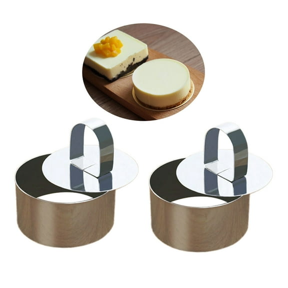 FELTECHELECTR 2Pcs Round Mousse Cake Ring Mold Stainless Steel For Baking Layering Molding Preparing Desserts