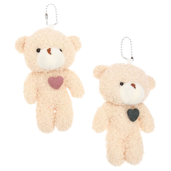 FELTECHELECTR 2Pcs Stuffed Bear Keychain Pendant Cute Design For Handbags And Backpacks