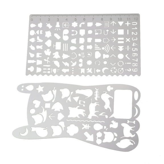 FELTECHELECTR 2Pcs Sturdy Metal Stencil Drawing Templates for with Geometric Shapes