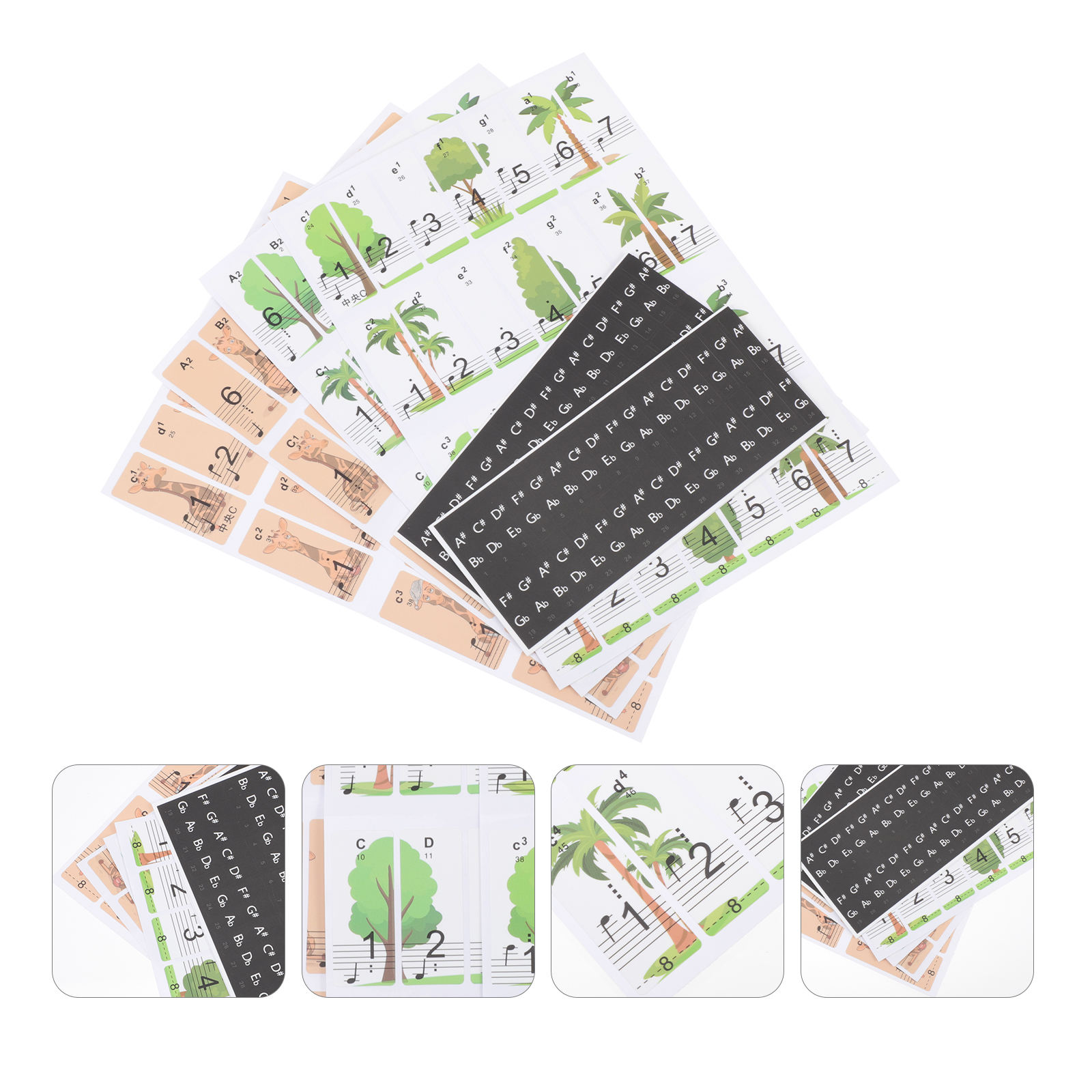 FELTECHELECTR 2Sheets Piano Stickers Note Labels for Beginners Assorted ...
