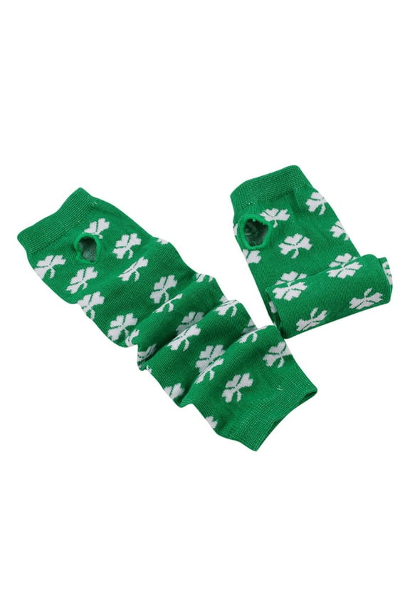 3 Pair Satin Gloves Long Green Polyester Cotton For Patricks Day Fingerless Design