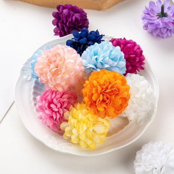 FELTECHELECTR 35Pcs Small Artificial Flowers Assorted Color Round Shape Cloth Plastic For Nursery Decorations Celebration