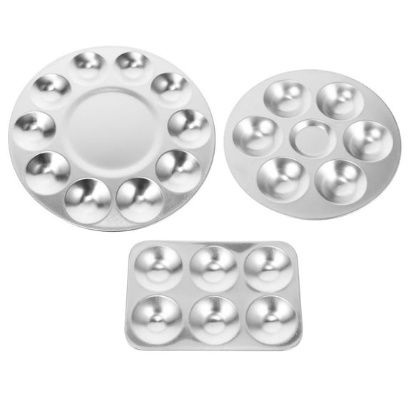 FELTECHELECTR 3Pcs DIY Pallet for Art Birthday Party Reusable Silver