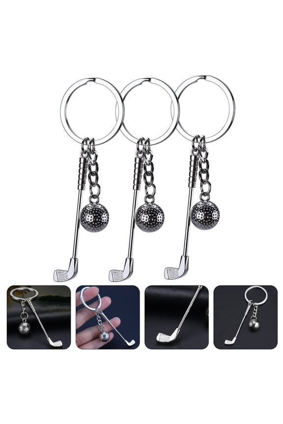 3Pcs Golfs Balls Key Rings Key Chain Zinc Alloy Round Golf Ball Shape Key Retention For All Ages
