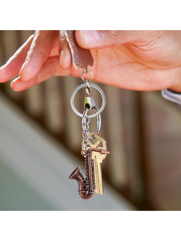3-Pack Metal Saxophone Keychains in Antique Tin Finish - Perfect Keepsake Gift for Music and Musicians