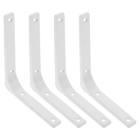 FELTECHELECTR 4Pcs Heavy Duty White L Shape Shelf Brackets for Wall Mounted Storage