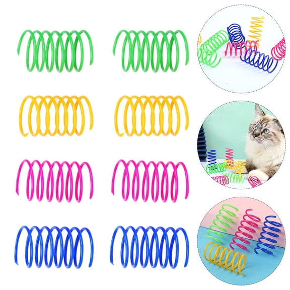 FELTECHELECTR 40Pcs Cat Rubber Springs Colored Plastic Bouncing Like Pet Teaser Toys