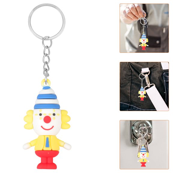 FELTECHELECTR 4Pcs Character Pendant Keychain Clown Pendant Polyethylene Zinc Alloy Party present