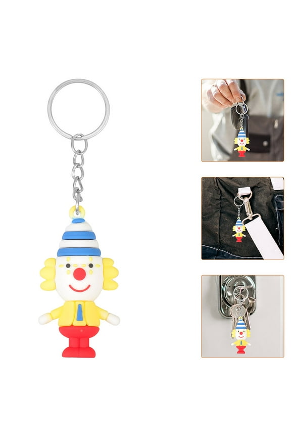 4Pcs Character Pendant Keychain Clown Pendant Polyethylene Zinc Alloy Party present