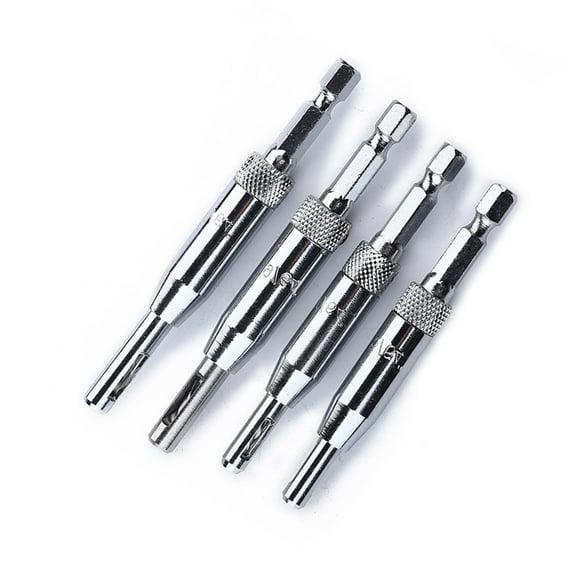 FELTECHELECTR 4Pcs Door Hinge Drill Bit for Perfectly Centered Holes in DIY Projects and Professional Use Silver