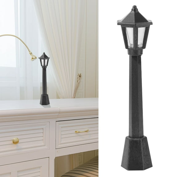 FELTECHELECTR 4Pcs Mini Model Lamp Post for DIY Enthusiasts in Black 7.5x2x2in