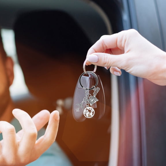 FELTECHELECTR 4Pcs Silver Airplane Design Travel Keychain Zinc Alloy Key Attachment Decorative Pendant For Graduates Luggage