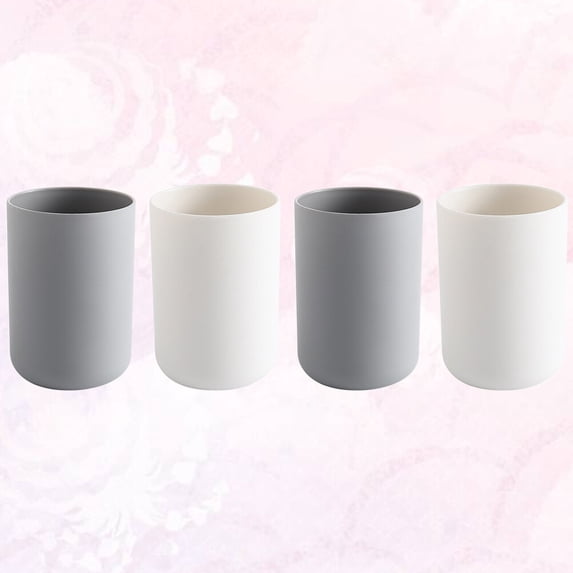 FELTECHELECTR 4Pcs Toothbrush Mug PP Material Simple and Clean Design for Bathrooms