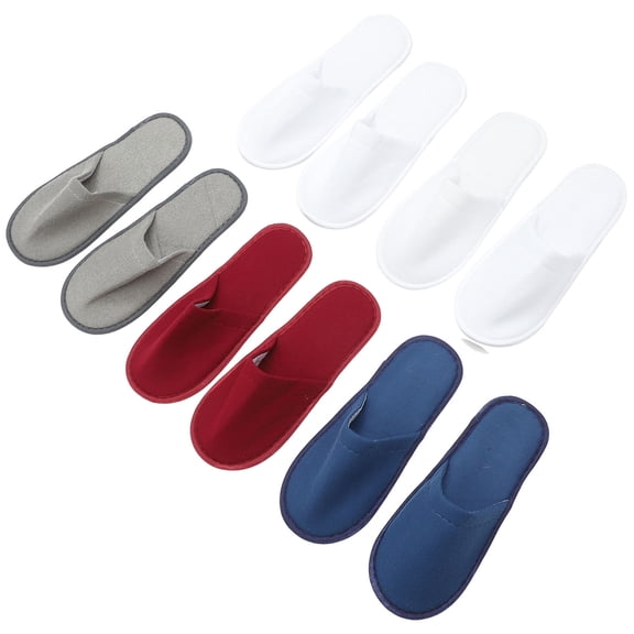 FELTECHELECTR 5 Pairs Brushed Fabric Slippers Comfortable Soft Indoor Shoes Size 11.40 x 4.32 x 0.39 Inches