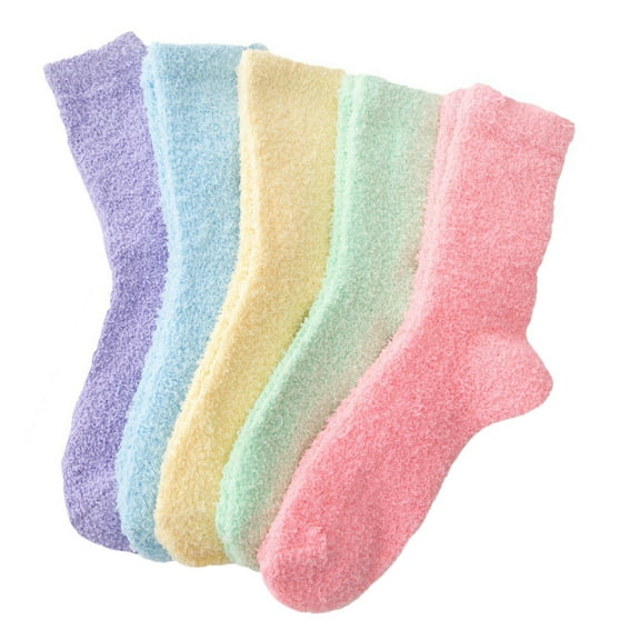 FELTECHELECTR 5 Pairs Socks Comfortable Wear Breathable Thermal Socks for Indoor Use in Assorted Color