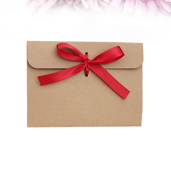 FELTECHELECTR Bowknot Envelope Kraft Paper European Style Light Brown 50Pcs