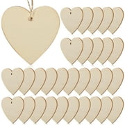 FELTECHELECTR 50Pcs Wood Crafts Unfinished Heart Shaped Baubles To Decorate For