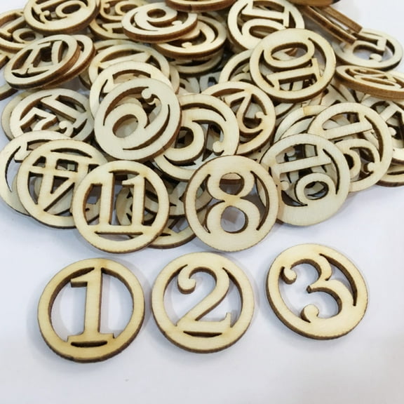 FELTECHELECTR 50Pcs Wood Numbers for Crafts with Khaki Color Handicraft Art