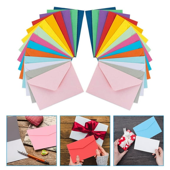 FELTECHELECTR 50pcs Blank Envelopes Solid Color Colorful Paperboard for Party Invitations