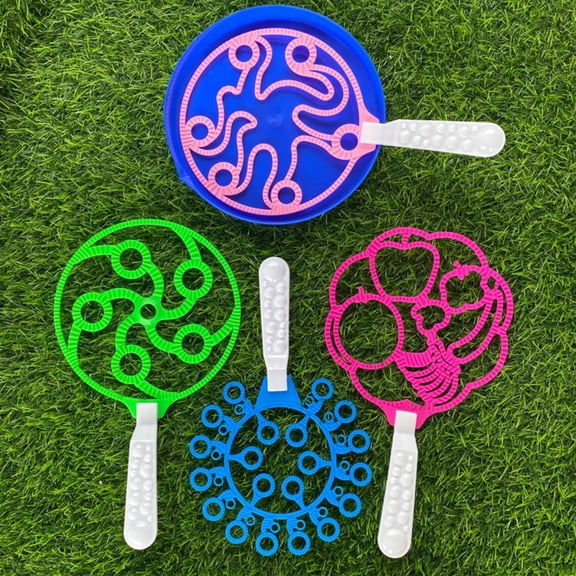 FELTECHELECTR 5-Pack Bubble Blowing Tools with Disk Shape for Kids Outdoor Play, Beach, Vacation Fun
