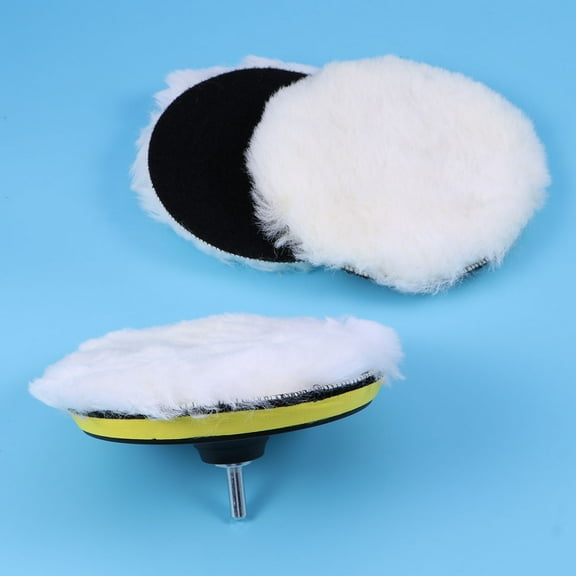 FELTECHELECTR 5Pcs Car Polishing Pad Kit 6 Inch White Wool Waxing Buffing Pads Set