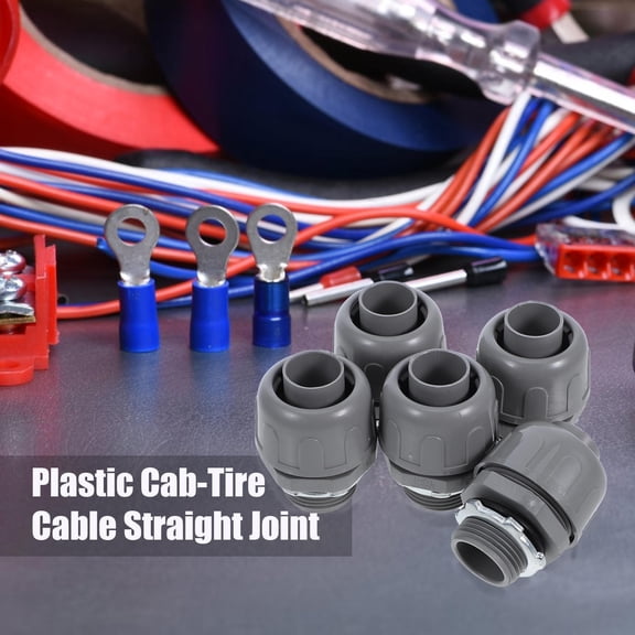 FELTECHELECTR 5-Pack Flexible Grey Conduit Connectors for Electrical Wiring, Residential & Commercial Use, and Easy to Install
