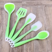 FELTECHELECTR 5-Piece Kitchen Utensil Set with , Non-Stick Green Spatulas and Spoons for Cooking and Serving