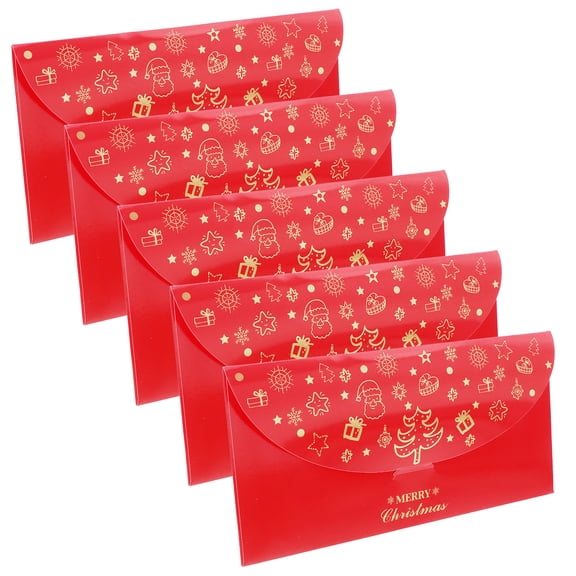FELTECHELECTR 5Pcs Traditional Red Envelopes Decorative Money Storage for Festivals 7.1x3.5in