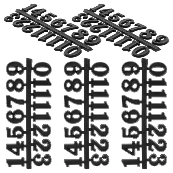 FELTECHELECTR 5Sets Black Plastic Arabic Clock Numbers for Living Room Clock Accessories Number Clock