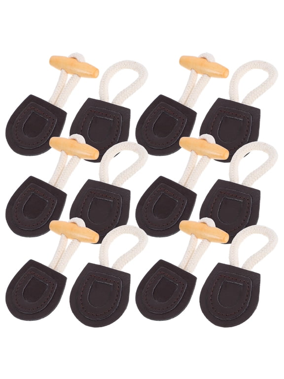 and Wood Toggle Buckles, Black, Durable Sewing Fasteners for Decoration, 6Pairs