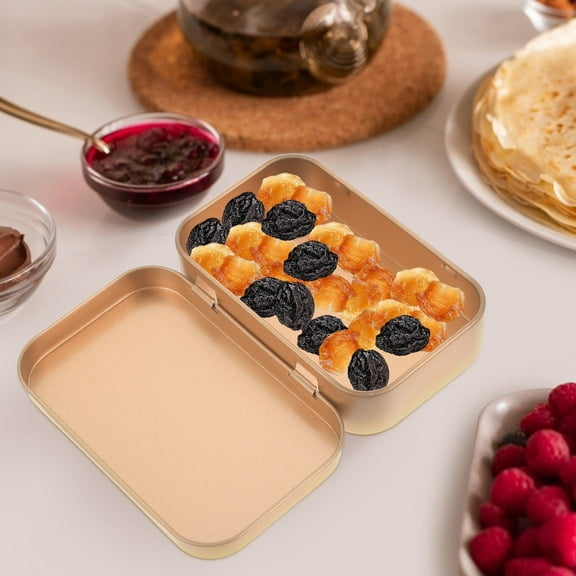 FELTECHELECTR  6 Pcs Tinplate Storage Box Food Containers with Lids Square Packing Boxes Rose Gold