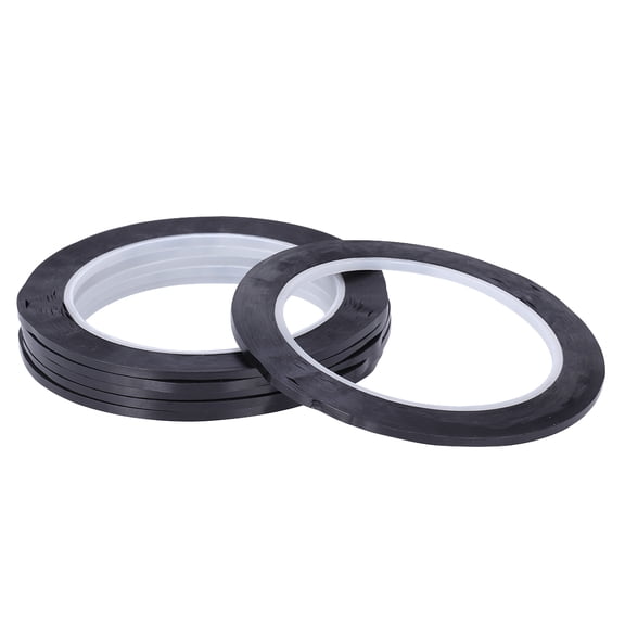 FELTECHELECTR Black Polyester Labeling Tape for Organizing, 6 Rolls, 3mm Wide Adhesive Tape for Home and Office