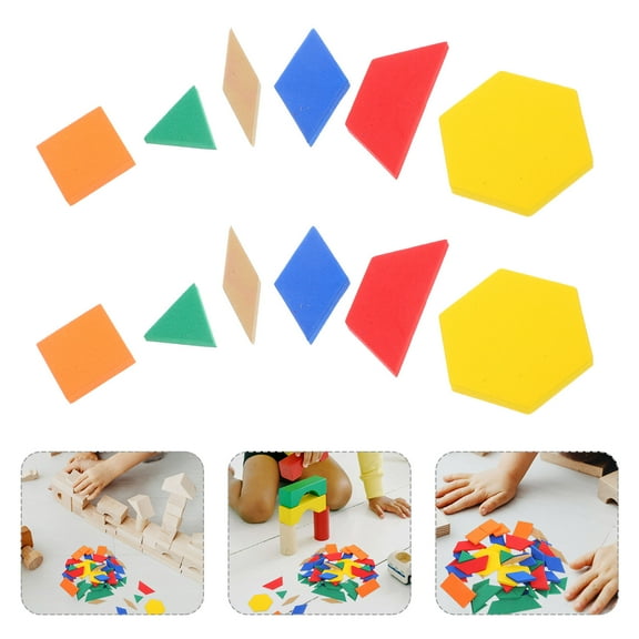 FELTECHELECTR 64Pcs EVA Foam Tangram Puzzle Couch Geometric Shapes For Preschool Activities Logical Thinking Enhancement