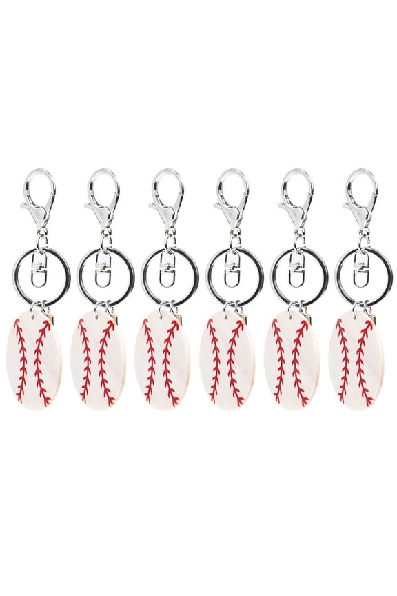 Baseball Keychain for Boys White for Baseball Competition 6Pcs