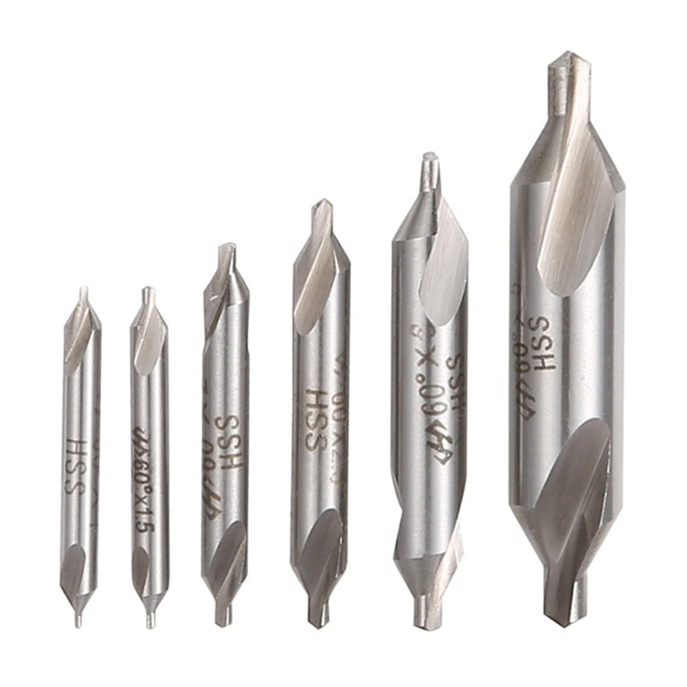 FELTECHELECTR 6Pcs High Speed Steel Center Drill Bits for Industrial Tools Conical Hole Making 1mm to 5mm Diameter
