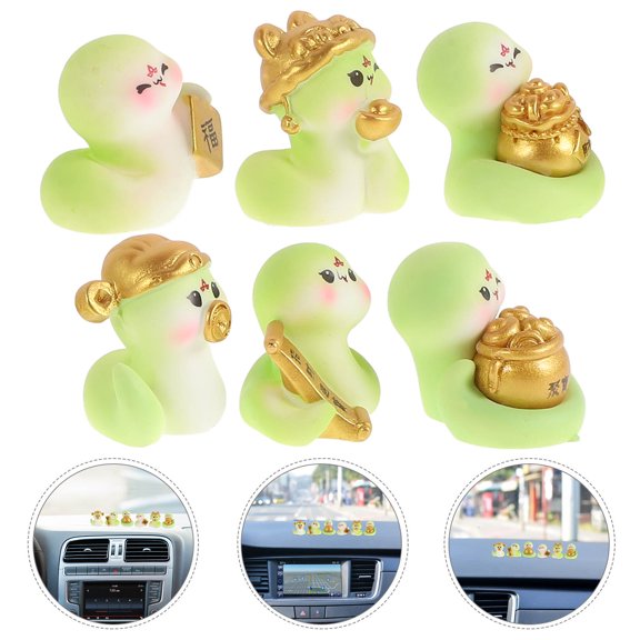 FELTECHELECTR 6Pcs Mini Resin Figures Snake Shape Assorted Color 1.6x1.1x1.0in for New Year Celebration Home Decor