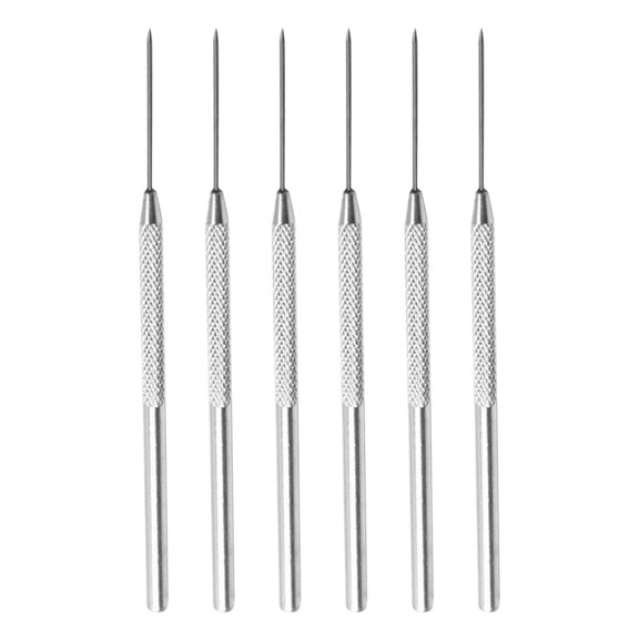 FELTECHELECTR 6Pcs Pottery Needle Tool for Cutting and Detailing in Silver and Round Handle