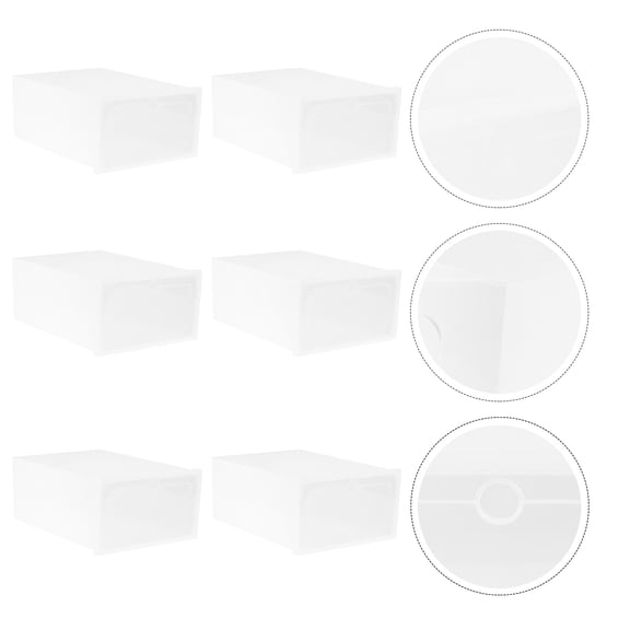 FELTECHELECTR 6Pcs Shoe Container White Rectangular PP with Transparent Door for Shoes