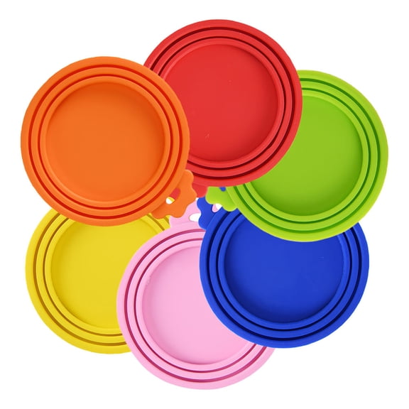 FELTECHELECTR 6-Pack Silicone Can Lids Set, Non- Red Covers for Yogurt Jars and Beverage Containers