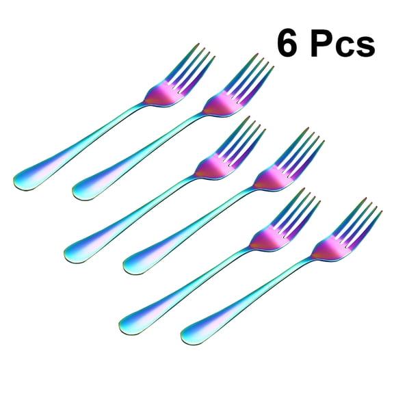 FELTECHELECTR 6Pcs Stainless Steel Forks for Home Kitchen Tableware with 4