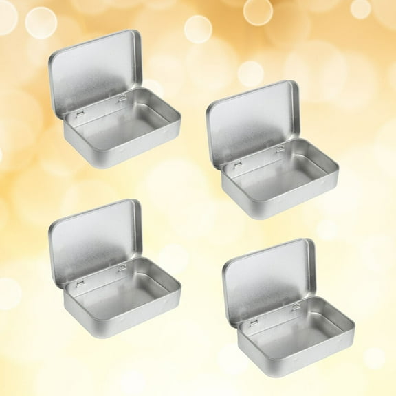 FELTECHELECTR 8Pcs Small Iron Storage Box Portable Metal Containers Silver 9.5x6x2.1in for Travel